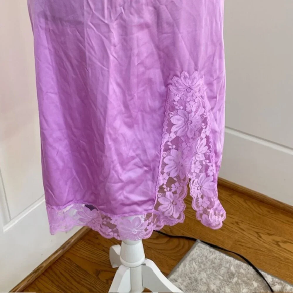 Vintage Kayser Nylon Lace Mellow Grape Full Slip 80's Deadstock NWT 32 - Picture 3 of 7